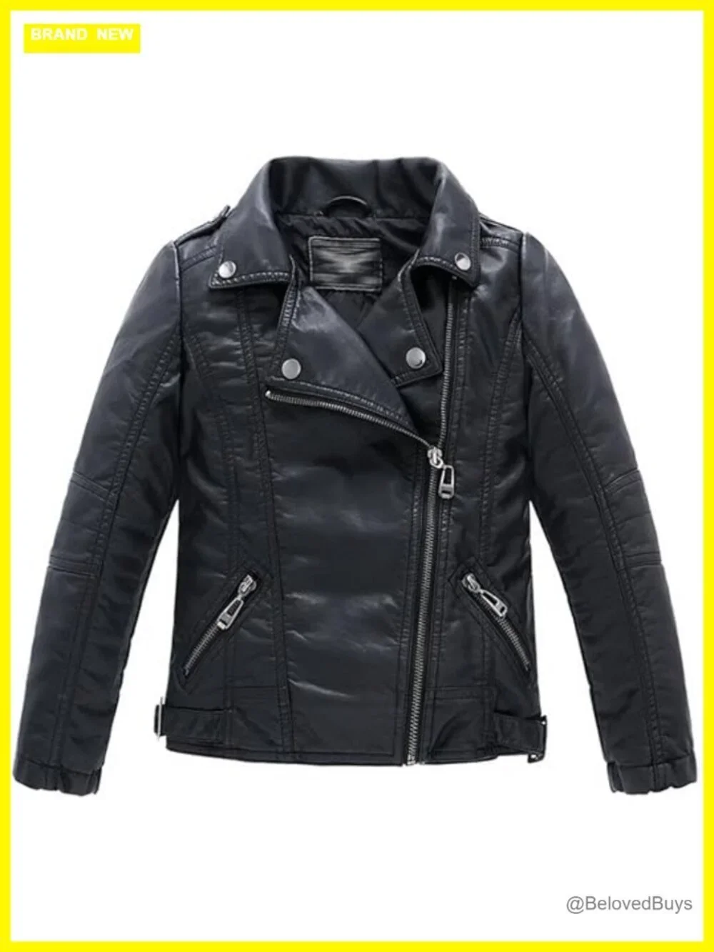 Kids Faux Leather Motorcycle Bomber Jacket - PU Soft Slim Fit Coat